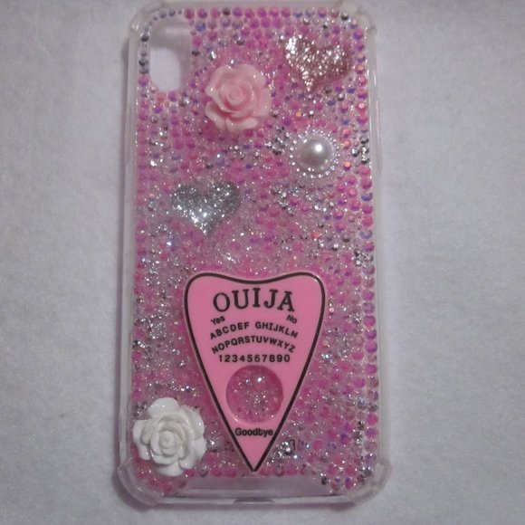 Clear and Pink / Silver Blinged Rhinestone IPhone XR Cell Phone Case - Picture 1 of 5